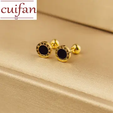 Retro Earring Pure 18K Gold Coating Flower Pendients Mujer Stud Earrings  for Women Wedding Engagement Jewelry Birthday Gift