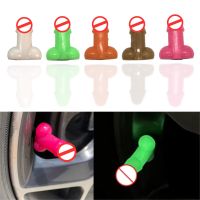 4Pcs Car Funny Tire Valve Caps Bicycle Tire Valve Stem Cap Penis Shape Funny Prank-Gag Spoof Luminous Valve Core Set Dropship