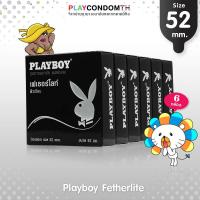 ถุงยางอนามัย 52 เพลย์บอย เฟทเธอร์ไลท์ ถุงยาง Playboy Fetherlite ผิวเรียบ หนา 0.04 มม. บางพิเศษ (6 กล่อง)