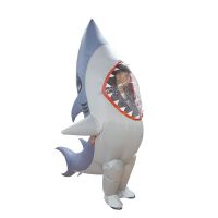 ตุ๊กตาการ์ตูน Blue Shark Inflatable เครื่องแต่งกายเกมชุดแฟนซีฮาโลวีน Jumpsuit เครื่องแต่งกายคอสเพลย์งานรื่นเริงสนุกตกแต่ง