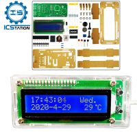 DIY นาฬิกาอิเล็กทรอนิกส์ ชุด จอแสดงผลอุณหภูมิ LCD ปฏิทินถาวรนาฬิกาปลุก DS3231 ส่วนประกอบการบัดกรีโครงการปฏิบัติ