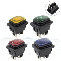 fixed self-locking on off on KCD4 IP67 Waterproof Sealed Rocker Switch 3 way 6 Pins 12v with lamp