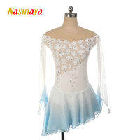 Nasinaya Figure Skating Dress Customized Competition Ice Skating Skirt for Girl Women Kids Gymnastics Performance White Clouds