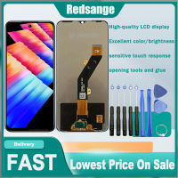 Redsange ของแท้สีดำ6.56นิ้วสำหรับ Infinix 30i ร้อน X669อะไหล่ชิ้นส่วนจอสัมผัสแอลซีดีของเครื่องแปลงดิจิทัล X669D X669C กรอบกลางสำหรับ X669D X669C X669