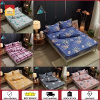 Cadar Bergetah Keliling 4 in 1 Queen King 2 in1 Fitted Single Premium Cotton Bedsheet Sets Sarung Tilam PillowCase