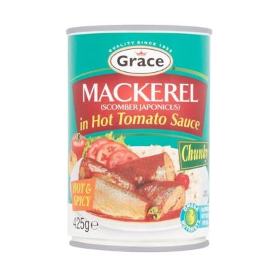 Import Foods🔹 Grace Mackerel in Hot Tomato Sauce 425g เกรซแมกเคอเรลอินฮอตโทเมโทซอส 425กรัม