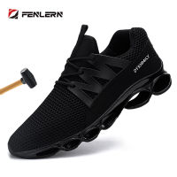 FENLERN Indestructible Men Work Safety Shoes with Steel Toe Shoes Lightweight Breathable Anti-smashing Working Safety Boots