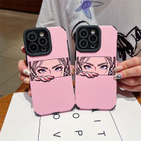 เคสนิ่มหนังขอบรูปเด็กผู้หญิงสีชมพูน่ารักสำหรับ IPhone 7 8 Plus XR Xs Max เคสโทรศัพท์กันกระแทกสำหรับ IPhone 11 12 13 14 Pro Max ฝาหลังสำหรับเด็กผู้หญิง