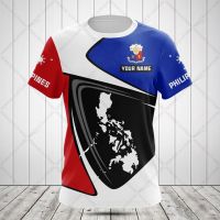 Philippines Flag &amp; Coat of Arms Graphic Tee Summer Casual Streetwear Mens Fashion T-shirts Boy Oversized Short Sleeve Tops