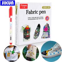 JIKUN 24 Colors Marker For Fabric Brush Paint Pen Clothes Textile DIY Crafts T-shirt Graffiti Pigment Painting Markers Tool