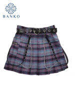 Y2K Harajuku Girls Purple Plaid Pleated E-girl Skirts Gothic Punk Sweet Hip-pop Preppy Style Mini Women Kawaii Streetwear 2022