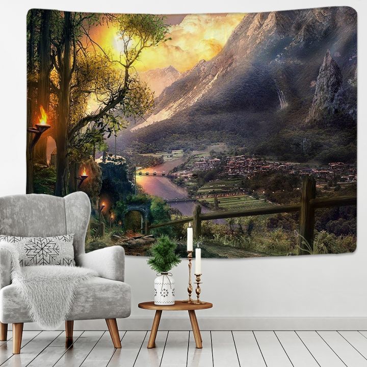 cw-village-under-the-mountain-tapestry-wall-hanging-dorm-backdrop-urban