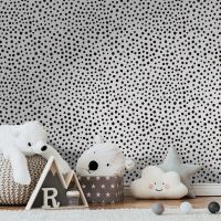 ♟ Modern Nordic Black White Dot Wallpaper Simple Warm Dot Self Adhesive Removable Wallpaper Nursery Kindergarten Wallpaper Bedroom