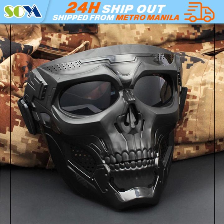 Windproof　Face　Outdoor　Reinforced　Outdoor　Helmet　Riding　Airsoft　Mask　Warehouse】　Sports　Lens　Full　Skull　Helmet　Mask　Goggles　Mask　Local　Airsoft　Paintball　Skull　Anti-fog　Mask　Halloween　Face　Gear　Mask　Motorcycle　Riding　Mask　Protective