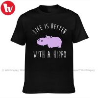 Hippo Tee Shirt Fun Short Sleeve Cotton T Shirt Beach Printed T-Shirt Oversized Men