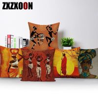 {fabric sofa} AfricanWoman ปลอกหมอนอิงแอฟริกัน GirlPillow กรณีผ้าลินิน ColorThrow ปลอกหมอนสำหรับโซฟาตกแต่งบ้าน