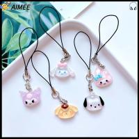 AIMEE คาวาอิ จี้สายคล้องโทรศัพท์ Cinnamoroll คุโรมิ ห่วงโซ่กุญแจ น่ารักน่ารักๆ เมโลดี้ เสน่ห์ของโทรศัพท์ รถสำหรับรถ