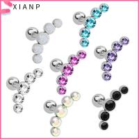 XIANP 1Pcs พังค์ร็อก คริสตัล เจมส์ โอปอล 16G เจาะหู ต่างหูสตั๊ด กระดูกอ่อน Helix Tragus เครื่องประดับร่างกาย