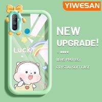 YIWESAN เคสสำหรับ Realme C3เคสลายรุ้งสุดสร้างสรรค์ดีไซน์ใหม่เคสเลนส์กล้องถ่ายรูปสำหรับโทรศัพท์รูปสัตว์ประหลาดน้อยน่ารักเคสกันกระแทกแบบใสนิ่มซิลิโคนใสเรียบง่าย