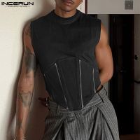 【HOT】▲☌ Fashion Men Color O-neck Sleeveless Male Vests 2023 Streetwear Clothing S-5XL