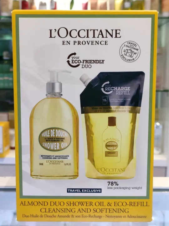 L'Occitane Almond Duo Shower Oil & Ecorefill cleansing and softening