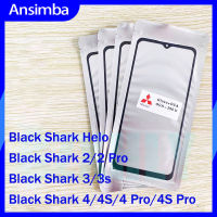 Ansimba กระจกด้านนอกหน้าจอด้านหน้าพร้อมกาวโอก้าสำหรับ Xiaomi Black Shark Helo/shark 2/2 Pro/ Shark 3/3S/Shark 4S/4 Pro/4S Pro ตัวเปลี่ยนกระจกด้านนอกสัมผัส LCD