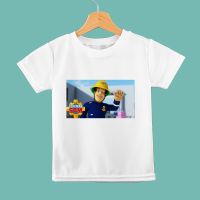 Fireman Sam Cartoon T Shirt Children Fashion Summer Streetwear Boy Tops Tees Safety Education Animation Kids T-shirts Dropship