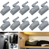 10Pcs Universal LED บานพับตู้ Night Light Sensor Light สำหรับห้องครัวห้องนั่งเล่นห้องนอนตู้เสื้อผ้าตู้เสื้อผ้าตู้ประตู Lamp