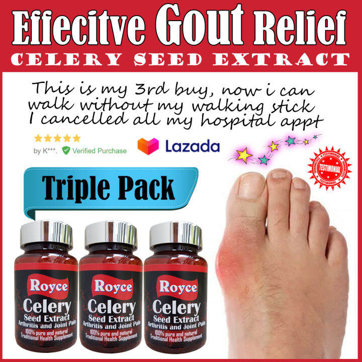 Celery Seed Extract Triple Economy pack for Gout Relief prevent Uric Acid buildup 60x3