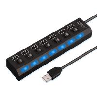 [HOT HAIXWLXKWW 589] 7พอร์ต Usb Hub USB ความเร็วสูง480 Mbps อะแดปเตอร์ Hub พร้อมเปิดปิดสำหรับแล็ปท็อปเปิด /Of