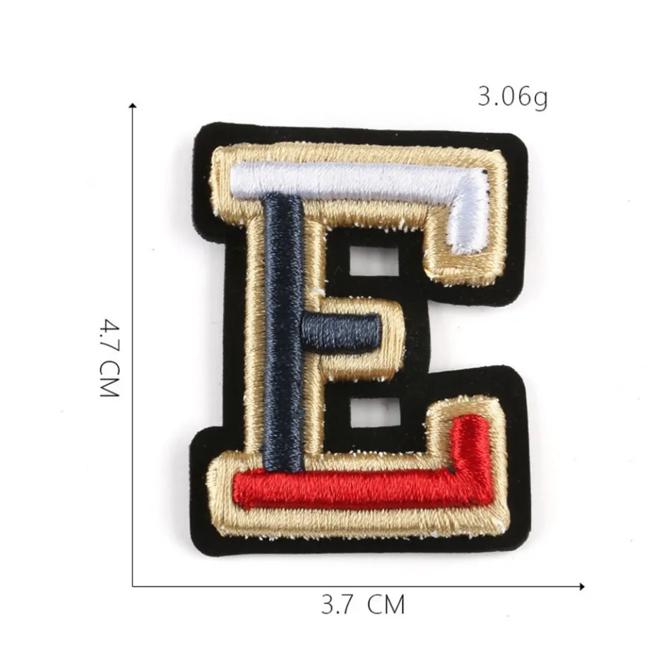 Alphabet Letter - G - Color Gold - 2 Block Style - Iron on Embroidered Applique Patch