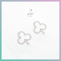 [petite by PRAKYRE] Club Earring - ต่างหูรูปต้นไม้ประดับด้วยเพชรแบบ เกาหลีมินิมอล เรียนหรู ใส่ได้ทุกวัน