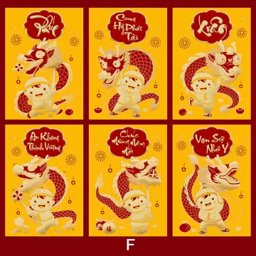 Chinese Red Envelope Gift envelopes Wrap Bags Lucky Money Hong Bao Cartoon  6Pcs F