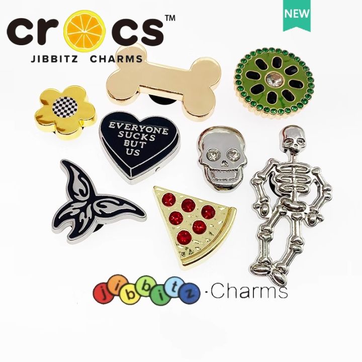 jibbitz cross charms Silver Metal Shoe Buckle Hole Accessories Handsome  Trendy Jewelry DIY Flower