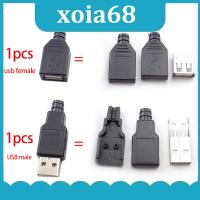 xoia68 Shop 50pcs 5V USB Type A male Female DIY 4Pin Plug Socket USB Connector Plug Adapter 4Pin Plastic Cover Solder Type A 2.0