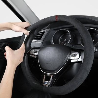 【YF】 Universal Car Steering Wheel Cover Alcantara Cowhide Suede Auto Suitable For 99  Interior Accessories