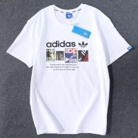 Adidas เสื้อยืดคู่สำหรับทั้งหญิงและชายใหม่สำหรับฤดูร้อนเสื้อนักเรียนฉบับภาษาเกาหลีหลวมอเนกประสงค์ผ้าฝ้ายแท้เสื้อครึ่งแขนใหญ่