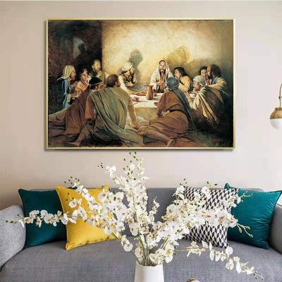 ภาพวาดที่มีชื่อเสียงโปสเตอร์และภาพพิมพ์ Wall Art ภาพวาดผ้าใบพระเยซู The Last Dinner ภาพวาดตกแต่งสำหรับห้องนั่งเล่น Home Decor New