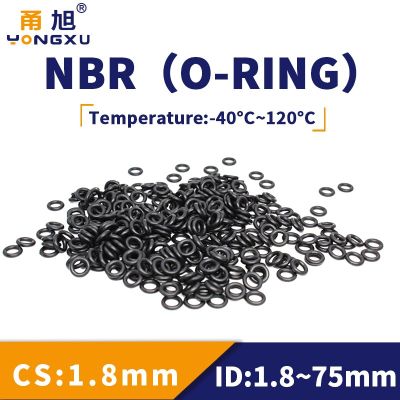 NBR O Ring Seal Gasket Thickness CS1.8 ID1.8-75 Oil and Wear Resistant Automobile Petrol Nitrile Rubber O-Ring Waterproof Black Gas Stove Parts Access