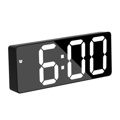 นาฬิกากระจกนาฬิกาปลุกดิจิตอล ZP ควบคุมด้วยเสียงปฏิทินอุณหภูมิตั้งโต๊ะพร้อมการตกแต่งแสงไฟกลางคืนที่บ้าน