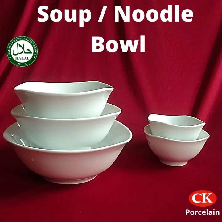 CK Porcelain, Square Bowl / White Ceramic Bowl / Noodle Bowl / Soup