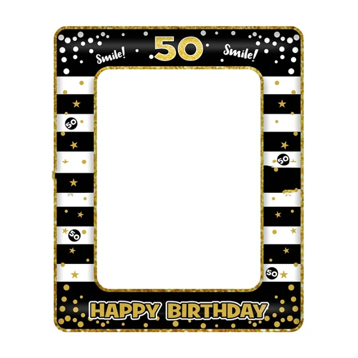 【cw】 50th Birthday Inflatable Photo Frame Balloons 50 Ballon Smile ...