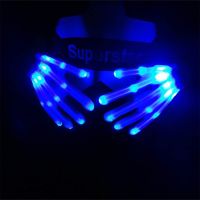 ♈✻ Flashing LED Skeleton Glove Light up Glowing Finger Toys Horrific Halloween Costume for Boys/Girls/Tween/Teens Novelty Kids Toys