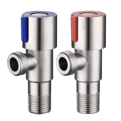 SUS304 Stainless Steel Angle Stop Valves with OFF ON Switch G1/2 Cold Hot Water Stop Valve for Bathroom Toilet Sink  Copper Core Plumbing Valves