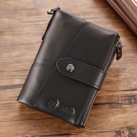 PI UNCLE Brand Leather Rfid Zipper Wallet Mens Coin Purse Short Money Bag Multi-Card Slot Photo Small Wallet