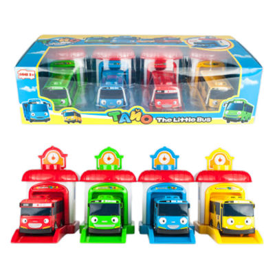 4pcsset Scale model Tayo the little bus miniature bus baby oyuncak garage tayo bus car vehicle Funny Toys For kids Children