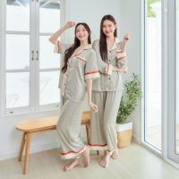 ชุดนอน Muslin pajamas  ชุดนอน  ซาติน Silk Satin ผ้านุ่มลื่น ใส่สบาย ( รุ่น P982,T982)