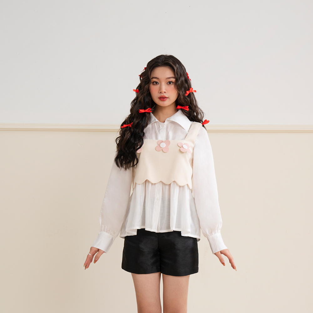 BLEUBIRD Set áo gồm áo croptop và sơ mi trắng Petite Top