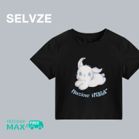 SELVZE ฉบับภาษาเกาหลีของแฟชั่นเสื้อยืดสั้นรูปแบบพวงกุญแจกระต่ายน้อยสำหรับผู้หญิง