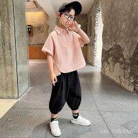 COD DSGRGTRDRT Kids suit boys cotton short-sleeved T-shirt shorts two-piece suit 6 boys fashion Korean style hip-hop style vacation clothes for boys aged 6-12